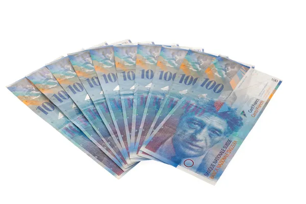 Banknoten der Schweiz. Schweizer Franken. — Stockfoto