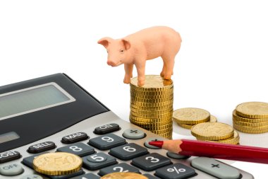 Pig and calculators clipart