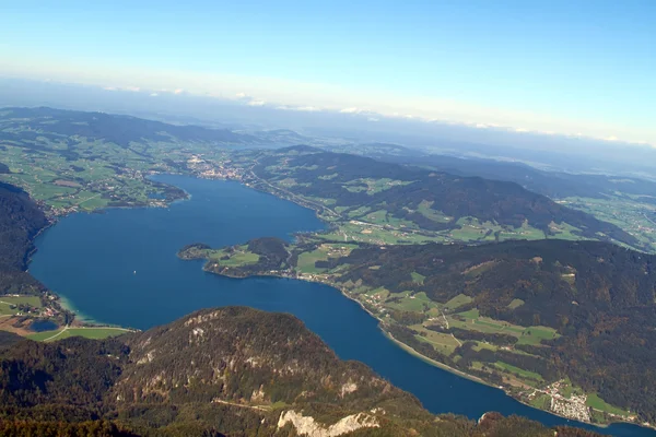 Rakousko, výhled z ovčí hora, mondsee — Stock fotografie