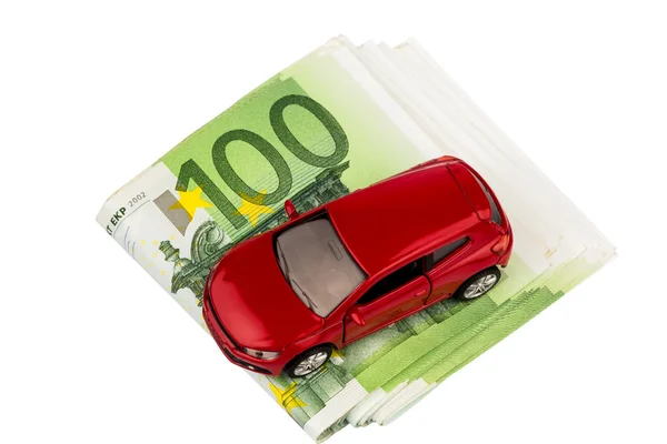 Carro em notas de euro — Fotografia de Stock