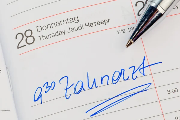 Eintrag im Kalender: Zahnarzt — Stockfoto