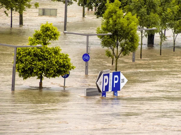 Inundaciones, 2013, linz, austria — Foto de Stock