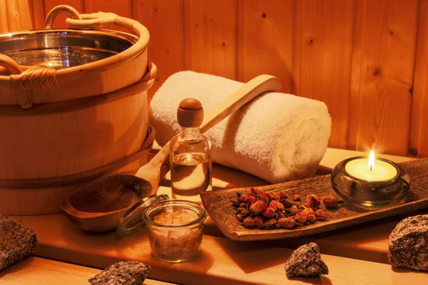 Wellness and spa in the sauna — Stock Photo, Image