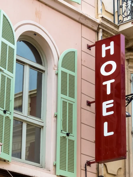 Hotel sign, facade — Stock Photo, Image