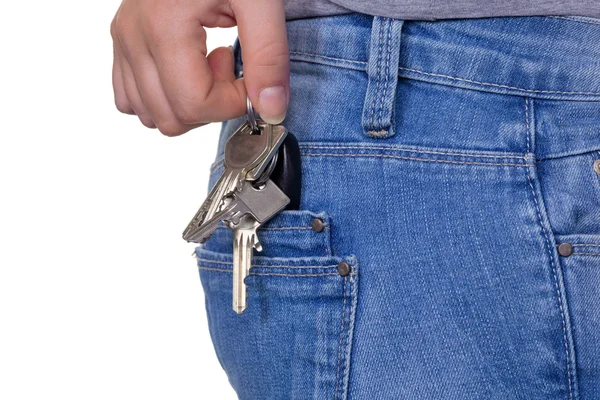 Ruka ženy s keychain — Stock fotografie