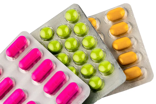 Comprimidos coloridos em blister — Fotografia de Stock