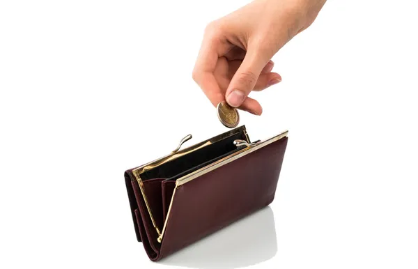 Plånbok och mynt — Stockfoto