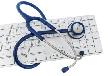 Stethoscope and keyboard of a computer clipart