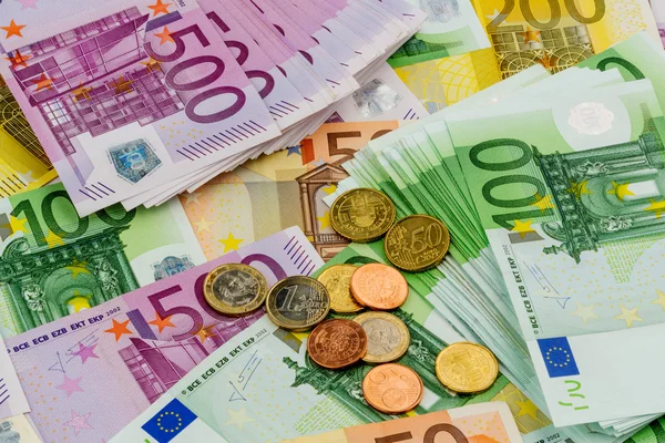 Many different euro bills — Stock Photo, Image