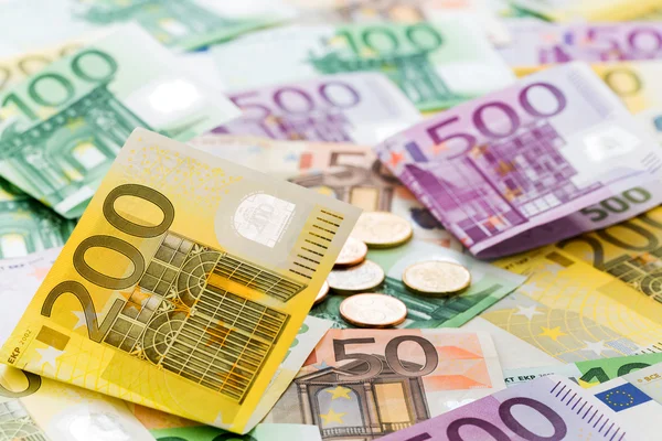 Many different euro bills — Stock Photo, Image