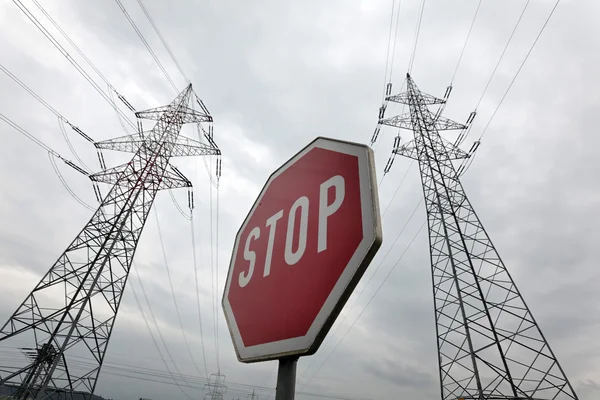 Power pole of a power line for power — Stock Photo, Image