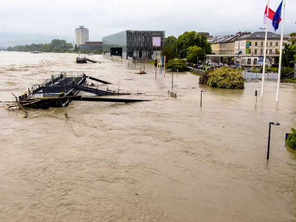Inundaciones, 2013, linz, austria — Foto de Stock