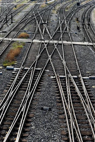 Trilhas ferroviárias com interruptores — Fotografia de Stock