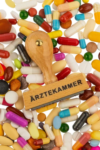 Stamp on colorful tablets — Stock Photo, Image