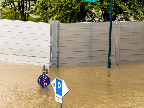 Flood in 2013, mauthausen, austria — Stock Photo, Image