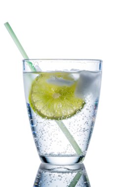 Water glass and lime clipart