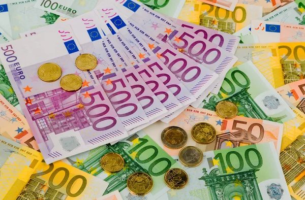 Viele verschiedene Euro-Scheine — Stockfoto