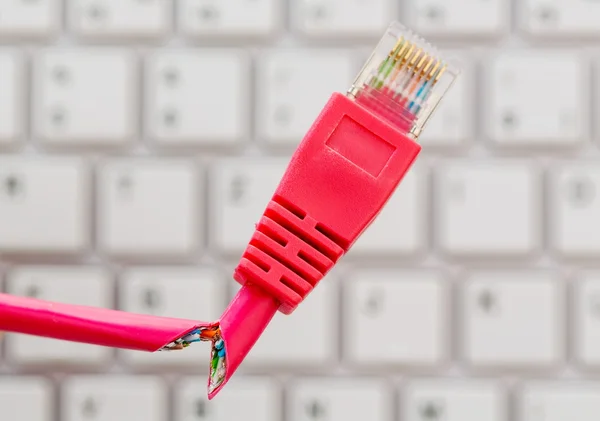 Faulty network cable to keyboard — Stock Photo, Image