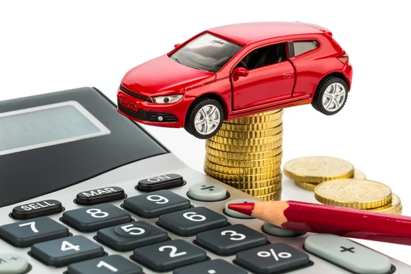 Custo do carro. com calculadora — Fotografia de Stock