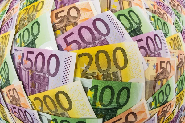 Many different euro bills — Stock Photo, Image