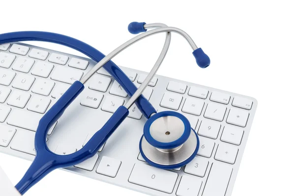 Stethoscope and keyboard of a computer — Stock Photo, Image