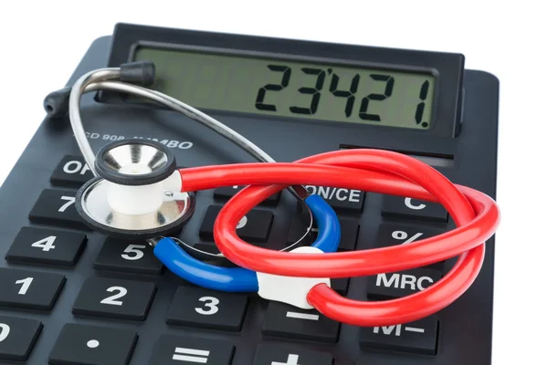 Stetoskop och miniräknare — Stockfoto