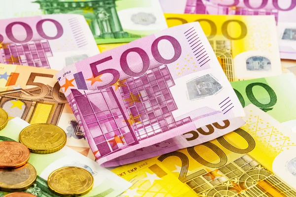 Many different euro bills — Stock Photo, Image