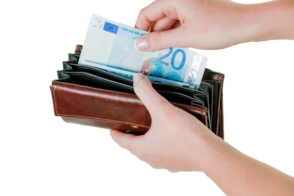 Geldbörse mit Euro-Scheinen — Stockfoto