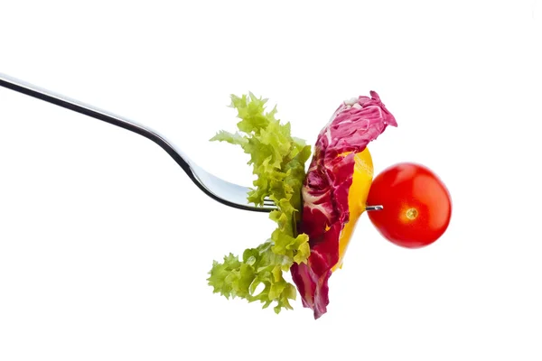 Salad on a fork — Stock Photo, Image