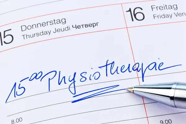 Entrada no calendário: fisioterapia — Fotografia de Stock