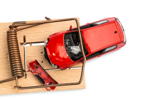 Model car in a mousetrap — Stock Photo, Image