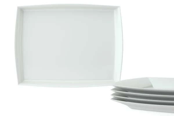 Assiettes en céramique carrée blanche — Photo