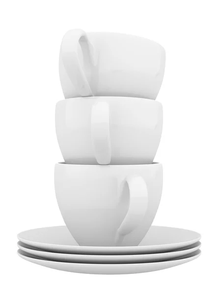 White ceramic dishes and cups — Stock Photo, Image