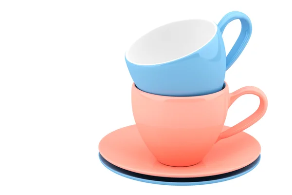 Platos y tazas de cerámica de color — Foto de Stock