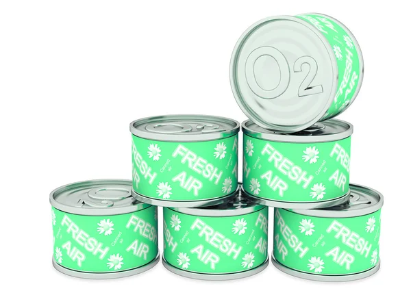 Canned oxygen green label, fresh air — Stock Photo, Image