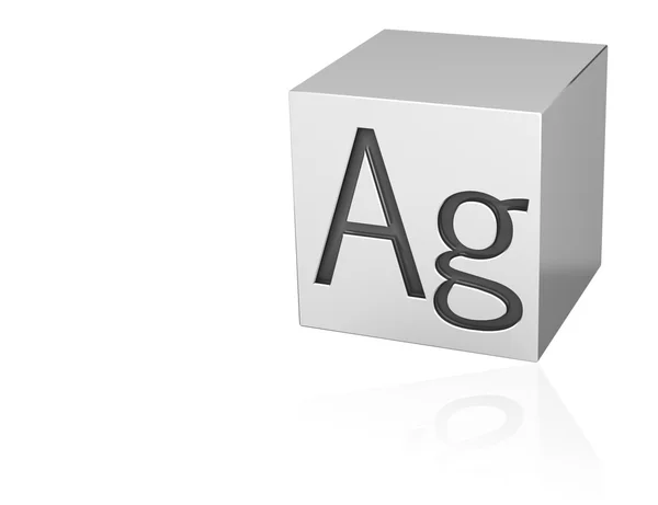 Cubo de prata com marca Ag — Fotografia de Stock