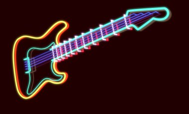 neon lamba olarak 3D render gitar