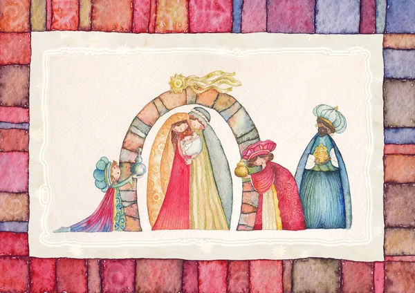 Christmas Nativity scene and the Three Kings. — Stock Photo, Image