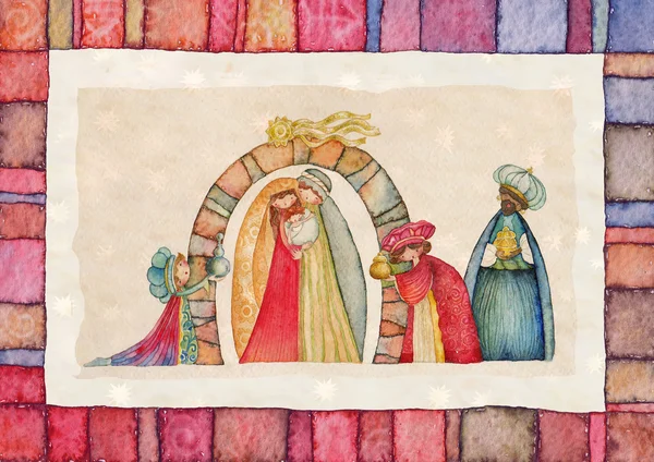 Scène de la Nativité de Noël et les Trois Rois . — Photo