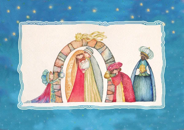 Christmas Nativity scene and the Three Kings. — Stock Photo, Image