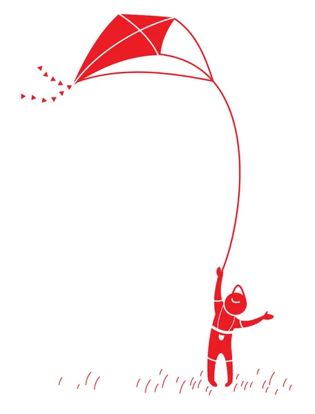 Jongen en kite — Stockvector