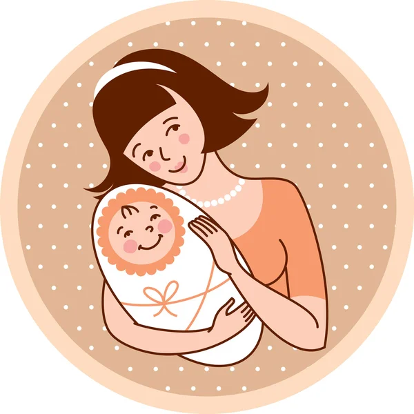 Moeder en baby - illustratie — Stockvector