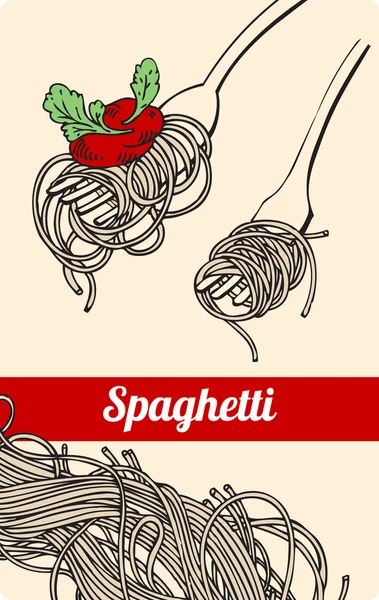 Spaghettis vectoriels sur fourchette — Image vectorielle