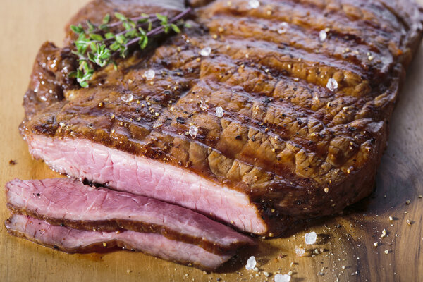 Ribeye steak sliced