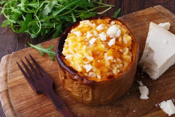 Pompoen PAP met rijst en Parmezaanse kaas — Stockfoto