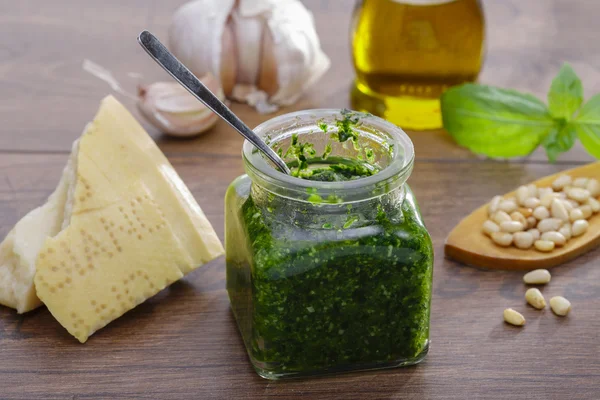 Pesto in a jar — Stock Photo, Image