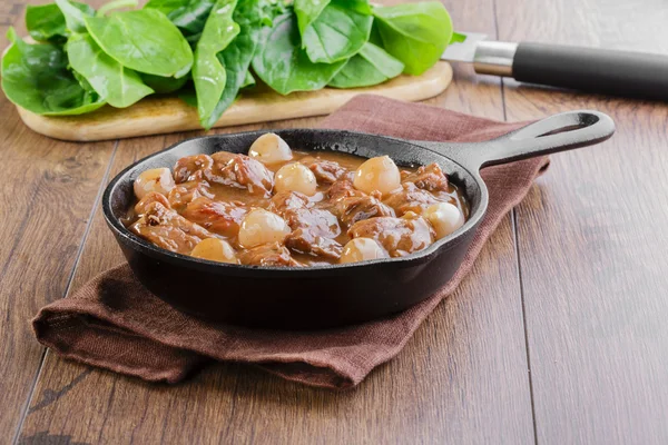 Goulash meat in a frying pan — Stock Photo, Image