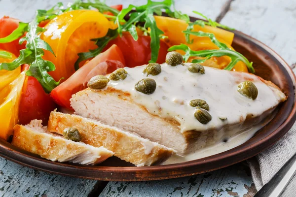 Chicken fillet with caper sauce — Stock Photo, Image