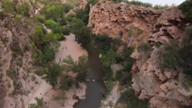 Scenic View Cascada del Brazal en el Salto de la Novia Spain waterfall, canyon 25 August 2022 Castellon 4K Drone