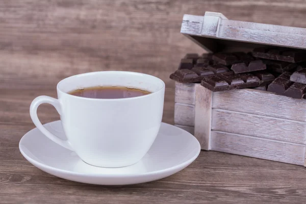 Cup of tea and chocolate — Stock Photo, Image